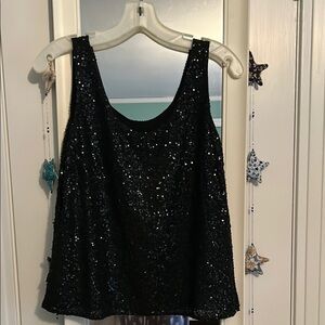 Eileen Fisher Sequin Black Tank Top S